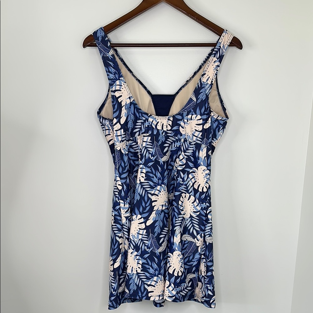 Ecupper Floral Blue One-Piece Swimsuit Dress - Picture 3 of 7
